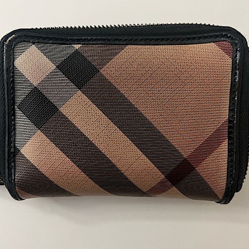 BURBERRY SUPERNOVA CHECK COATED CANVAS PAT. LTHR TRIM WALLET